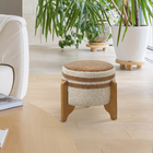 Puff Caleb Decorativo Em Veludo Tripé Madeira Resistente