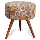 Puff Cama Inbox Bagdade Redondo Com Pés Em Madeira Maciça Tec