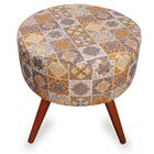 Puff Cama Inbox Bagdade Redondo Com Pés Em Madeira Maciça Tec