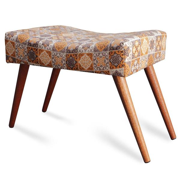 Puff Cama Inbox Bagdade Retangular Com Pés Em Madeira Maciça