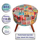 Puff Cama Inbox Las Vegas Redondo Com Pés Em Madeira Maciça T