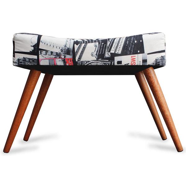 Puff Cama Inbox Londres Retangular Com Pés Em Madeira Maciça