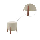 Puff Capricho Bege Suede Redondo Bnn Decor