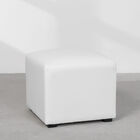 Puff Carol Branco Tecido Corino