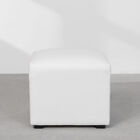 Puff Carol Branco Tecido Corino