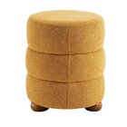 Puff Cherry Boucle 47 Cm X 38 Cm Pés De Madeira Castanho/gold