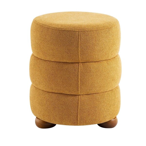 Puff Cherry Boucle 47 Cm X 38 Cm Pés De Madeira Castanho/gold