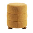 Puff Cherry Boucle 47 Cm X 38 Cm Pés De Madeira Castanho/gold