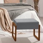 Puff Cinza Retangular Base Ferro Dourado