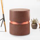 Puff Circular Com Cinto De Metal Lovaina Café