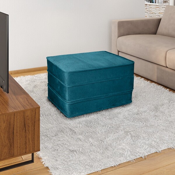 Puff Colchão Dobrável Grand Puff Turkey Petróleo Veludo Matrix