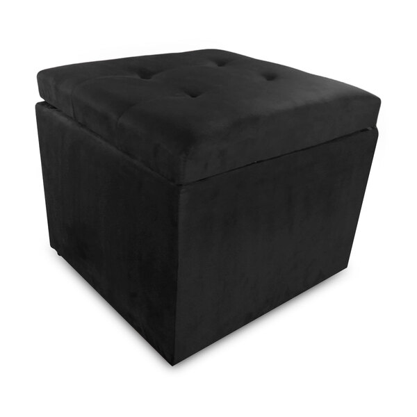 Puff Com Baú Grande Quadrado Rayan Preto