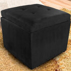 Puff Com Baú Grande Quadrado Rayan Preto