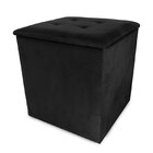 Puff Com Baú Quadrado 100% Mdf Suporta 160kg Rayan Preto