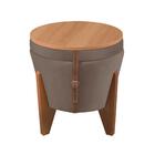 Puff Com Baú Redondo Flex 50 Cm Em Madeira Maciça Mesa Centro