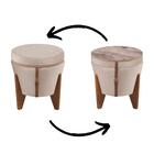 Puff Com Baú Redondo Flex 50 Cm Em Madeira Maciça Mesa Centro