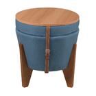 Puff Com Baú Redondo Flex 50 Cm Em Madeira Maciça Mesa Centro