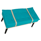 Puff Com Cinto Bege Suede Cores - Ds Estofados - Azul Turquesa