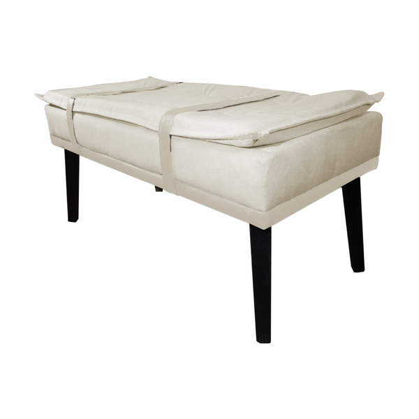 Puff Com Cinto Bege Suede Cores - Ds Estofados - Bege