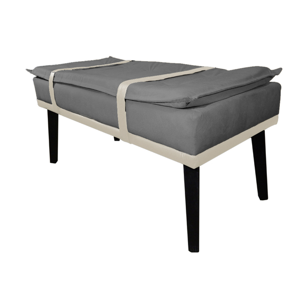 Puff Com Cinto Bege Suede Cores - Ds Estofados - Cinza