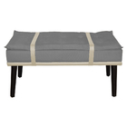 Puff Com Cinto Bege Suede Cores - Ds Estofados - Cinza