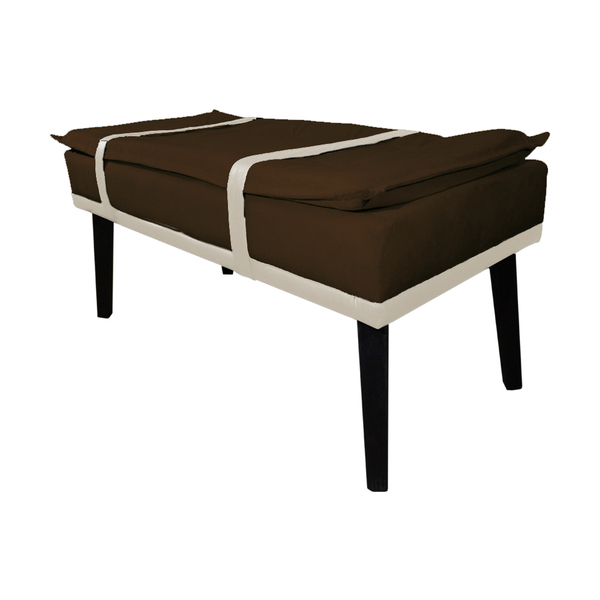 Puff Com Cinto Bege Suede Cores - Ds Estofados - Marrom