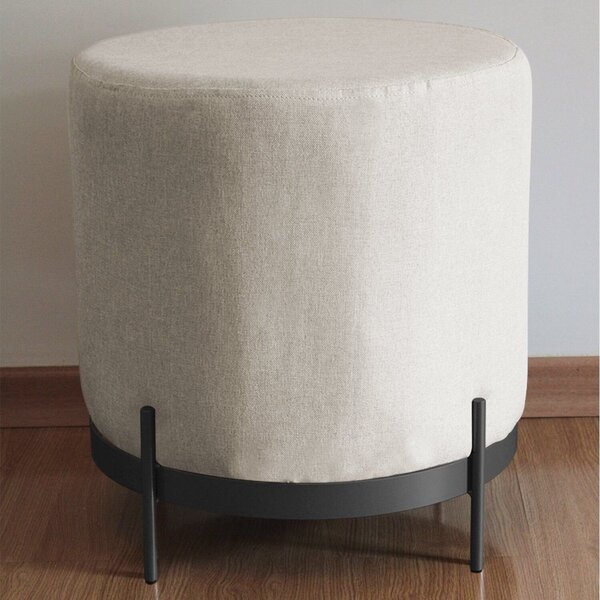 Puff Compacto Estofado Base De Metal Champanhe