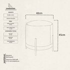 Puff Compacto Estofado Linho Base De Metal Cinza