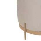 Puff Compacto Estofado Linho Base De Metal - Vibe Bege/dourado