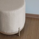 Puff Compacto Estofado Linho Base De Metal - Vibe Bege/dourado