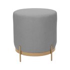 Puff Compacto Estofado Linho Base De Metal - Vibe Cinza