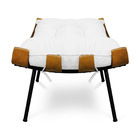 Puff Costela Base Fixa Preta Kit 2 Corino Text Branco S01 - D