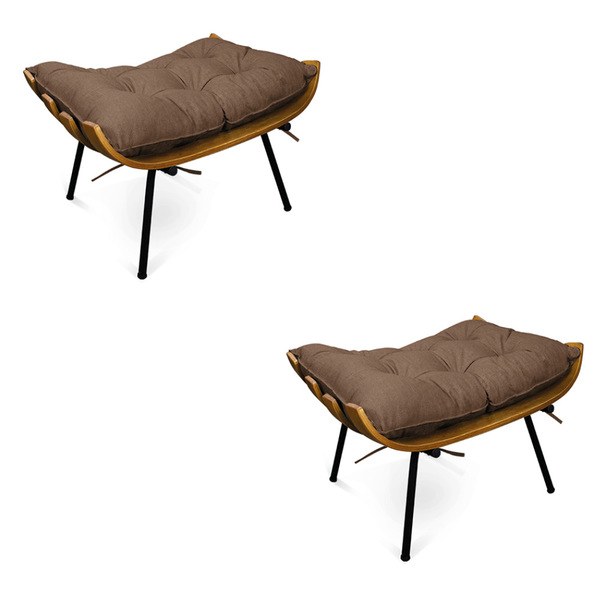 Puff Costela Base Fixa Preta Kit 2 Corino Text S01 - D'rossi