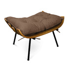 Puff Costela Base Fixa Preta Sala De Estar Corino Text Marrom