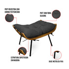 Puff Costela Base Fixa Preta Sala De Estar Corino Text Preto