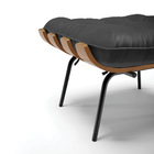 Puff Costela Corino Preto Base Metálica Preto - D'rossi