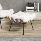 Puff Costela Couro Legítimo Base Metal Preto - D'rossi - Bran