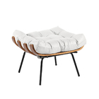 Puff Costela Couro Legítimo Base Metal Preto - D'rossi - Bran