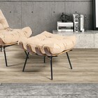 Puff Costela Couro Legítimo Bege Base Industrial Preto M11 -