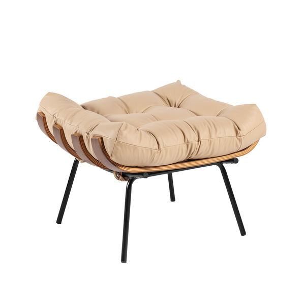 Puff Costela Couro Platinum Decor Bege