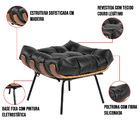 Puff Costela Kit 2 Couro Legítimo Preto Base Industrial Preto