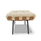 Puff Costela Linho Base Metálica Preto - D'rossi - A32 Palha