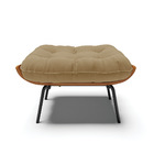 Puff Costela Linho Base Metálica Preto - D'rossi - A32 Palha