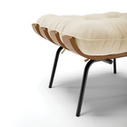 Puff Costela Linho Palha A32 Base Metálica Preto - D'rossi