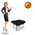 Puff Costela Linho Preto A79 Base Metálica Preto - D'rossi