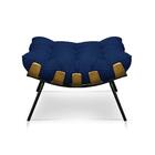 Puff Costela Sala E Escritório Veludo Azul Marinho