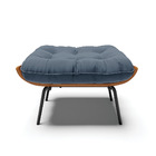 Puff Costela Suede Azul Marinho Base Metálica Preto - D'rossi