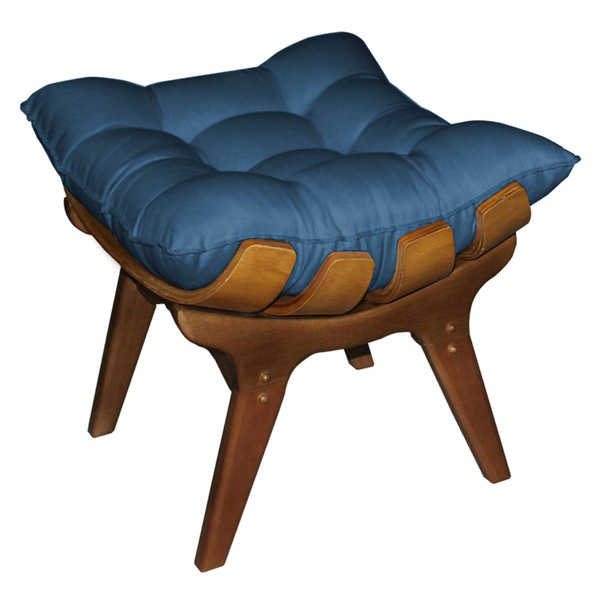 Puff Costela Suede Base Madeira Castanho - Pallazio - Azul Ma