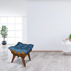 Puff Costela Suede Base Madeira Castanho - Pallazio - Azul Ma