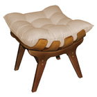 Puff Costela Suede Base Madeira Castanho - Pallazio - Bege